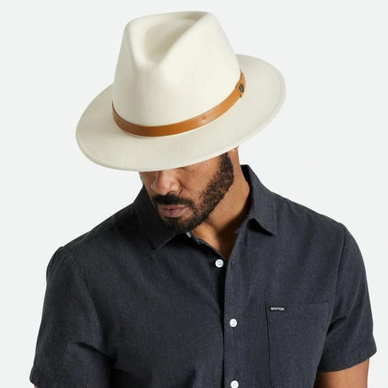 Fedora Messer White Wool Felt Hat - Brixton