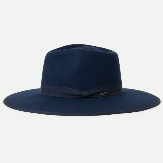 Chapeau Fedora Jo Rancher Feutre Laine Bleu marine - Brixton