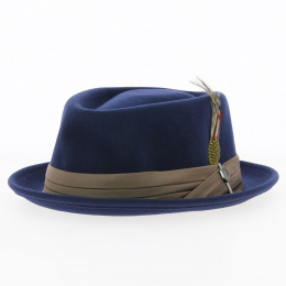 Porkpie Stout Wool Felt Hat blue- Brixton