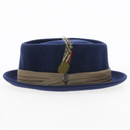 Porkpie Stout Wool Felt Hat blue- Brixton