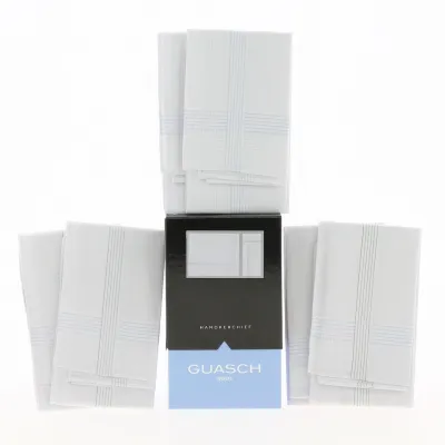 6 Jacob White Cotton Handkerchiefs with coloured piping - Traclet