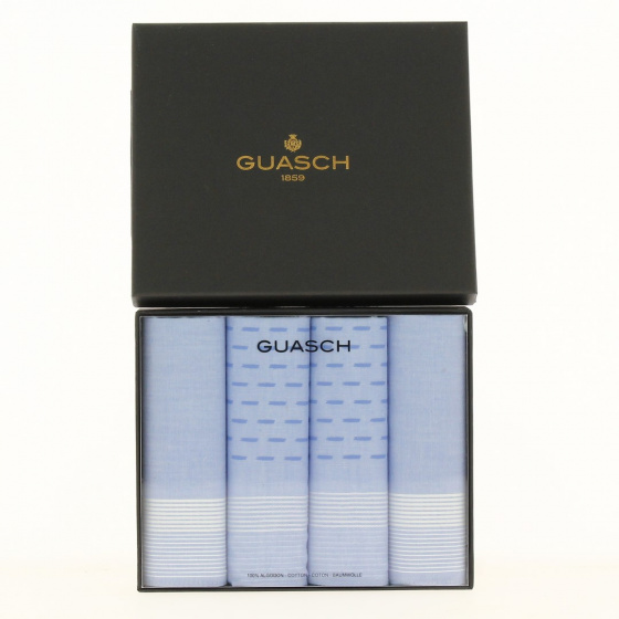 Mouchoirs Pedro Coton Bicolore Rayures blanches bleu - Traclet Mouchoirs Pedro Coton Bicolore Rayures blanches bleu - Traclet