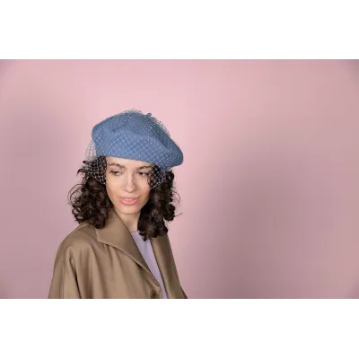 Béret Basque avec voile bleu ciel - Kopka