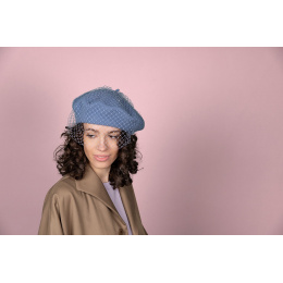 Basque beret with sky blue veil - Kopka