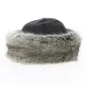 Toque Marmotte imitation cuir noir & fausse fourrure grise - Traclet