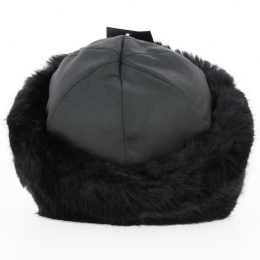 Marmotte toque in black imitation leather & black faux fur - Traclet