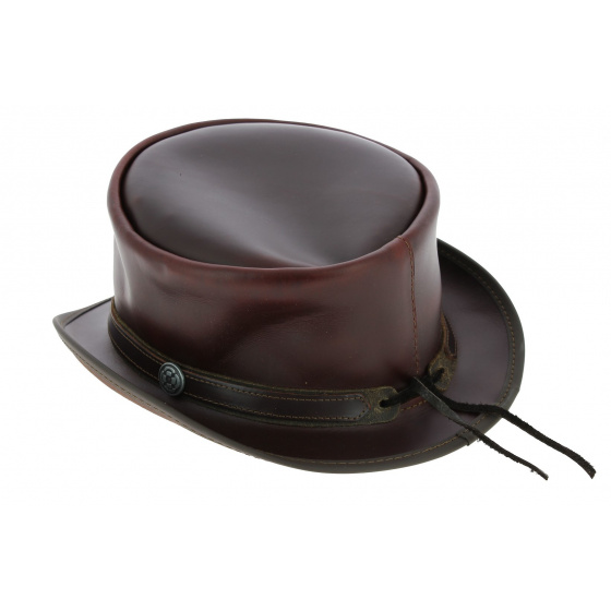 Chapeau Demi Haut de Forme Hampton Cuir Olive - Head'nHome