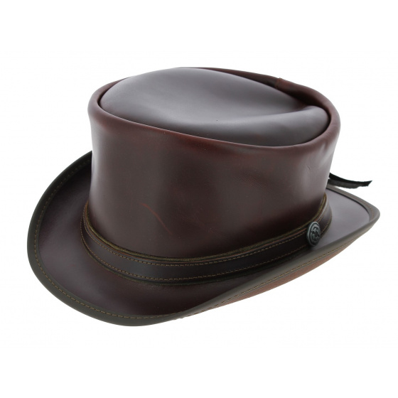 Chapeau Demi Haut de Forme Hampton Cuir Olive - Head'nHome