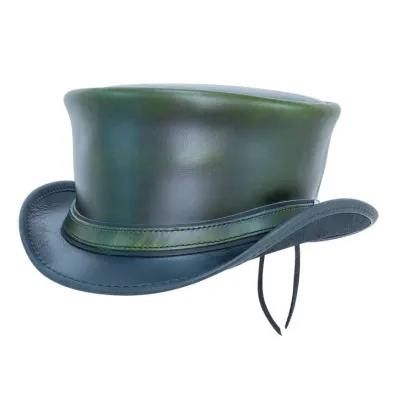Chapeau Demi Haut de Forme Hampton Cuir Olive - Head'nHome