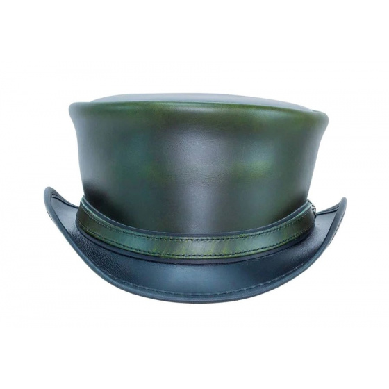 Chapeau Demi Haut de Forme Hampton Cuir Olive - Head'nHome
