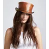Chapeau Demi Haut de Forme Hampton Cuir Camel  - Head'nHome Reference : 17672| Chapellerie Traclet