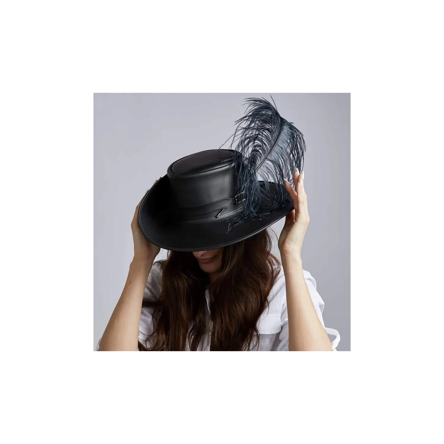Chapeau grand bord cuir - achat chapeau grande taille Reference : 7598 | Chapellerie Traclet