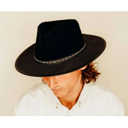 Chapeau Traveller Bushwick Laine & Cuir Noir- American Hat Makers