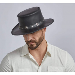 Chapeau PorkPie Silverado Cuir Noir - Head'n Home