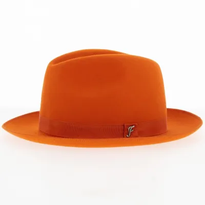 Chapeau Fédora Le Chazelles Feutre Poil Orange vif - Fléchet