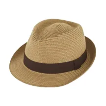 Chapeau Trilby Paille Papier Camel - Traclet