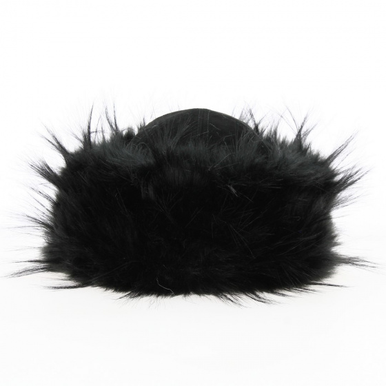 Toque Tkhatch cuir noir et fourrure Toque Tkhatch cuir noir et fourrure