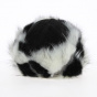 Mounkou-Sardyk fur hat in black leather with black and white fur