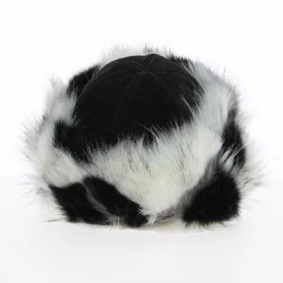 Mounkou-Sardyk fur hat in black leather with black and white fur Reference: 11473 | Chapellerie Traclet