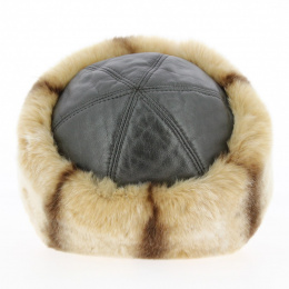 Toque Cappello Leather & Beige Rabbit Fur- Anna Rizzo