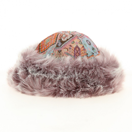 Toque Brigitte Motifs Aztèque Parme - Traclet