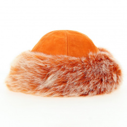 Nastasia Toque Leather & Faux Fur Orange - Traclet