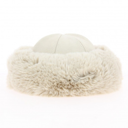 Toque Ivanova Ecru Leather & White Faux Fur - Traclet