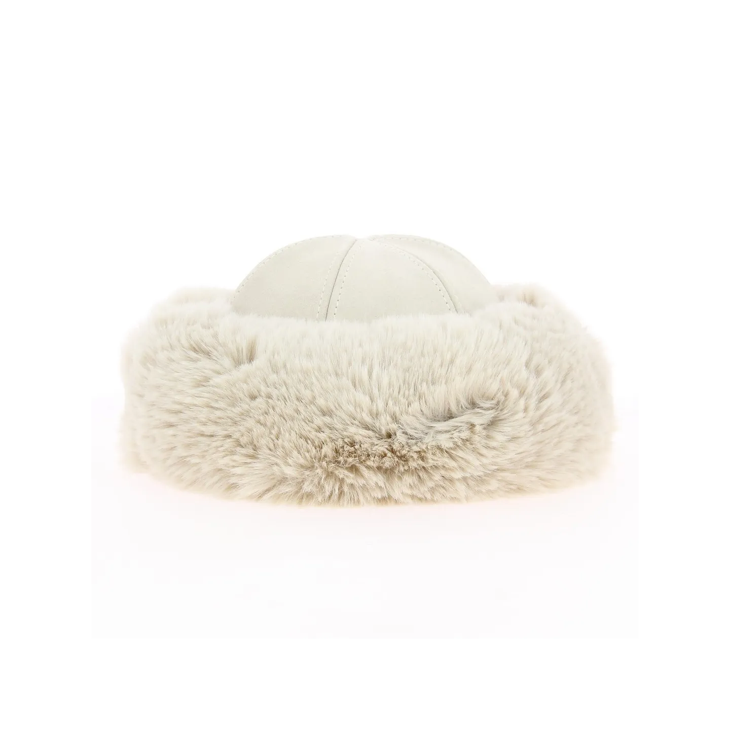 Toque Ivanova Cuir Ecru & Fausse Fourrure Blanche - Traclet
