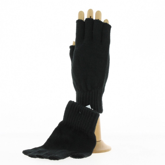 Scratched acrylic black mittens - Traclet