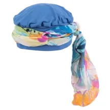 Toque Sanja Bleu avec Foulard - MTM Reference : 11369 | Chapellerie Traclet