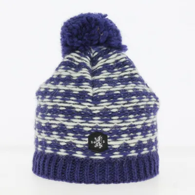 Bonnet Pompon Campagnard blue - Bonnet White