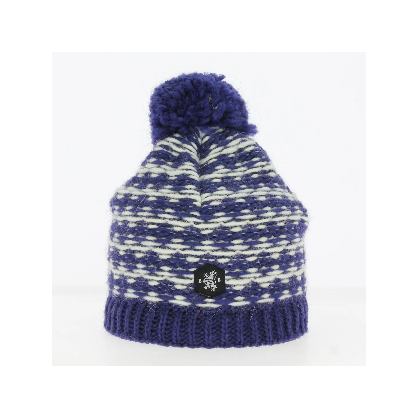 Bonnet Pompon Campagnard bleu - Bonnet Blanc