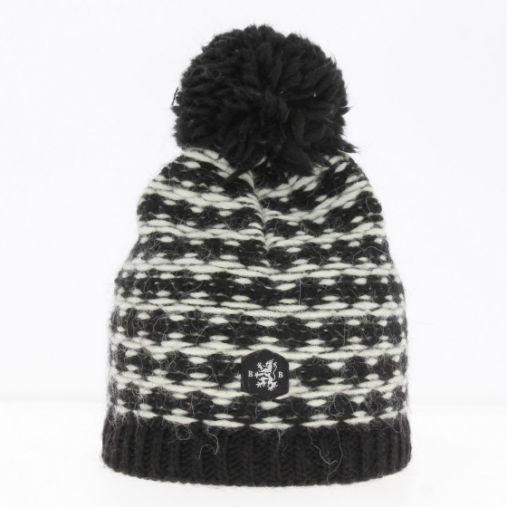 Bonnet Pompon Campagnard black - Bonnet White Bonnet Pompon Campagnard black - Bonnet White