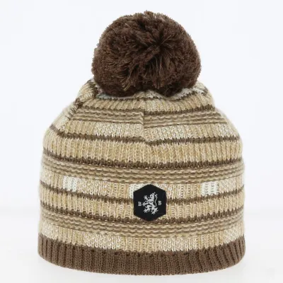 Bonnet Pompon Saint-Gildas Taupe - Blanc Bonnet