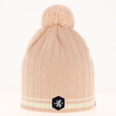 Bonnet Pompon Laine Sancy Rose - Blanc Bonnet