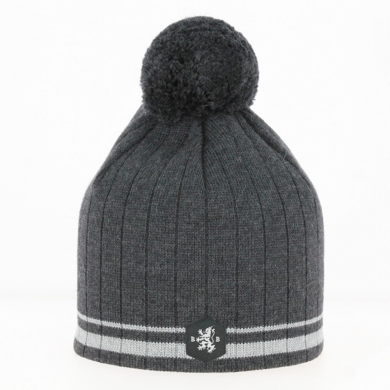 Bonnet Pompon Laine Sancy Gris - Blanc Bonnet
