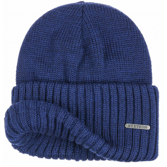 Short Cuffed Northport Wool Beanie in Blue - Stetson Short Cuffed Northport Wool Beanie in Blue - Stetson