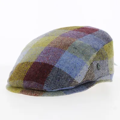 Casquette Plate Relax Laine Patchwork Bleu - City Sport