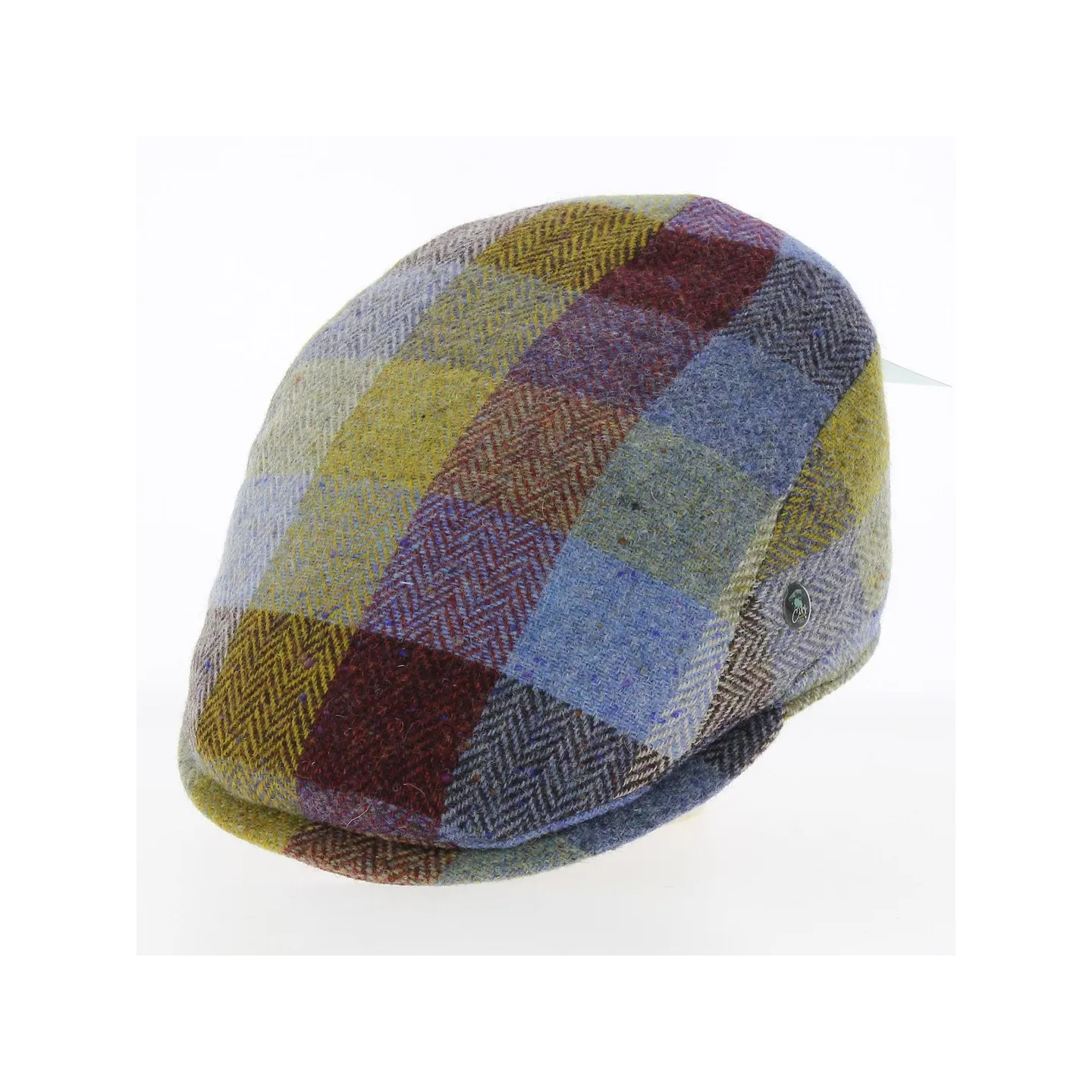 Relax Wool Patchwork Flat Cap Blue - City Sport
