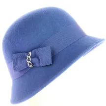 Chapeau Cloche Maithe Feutre Laine Bleu roi - Traclet