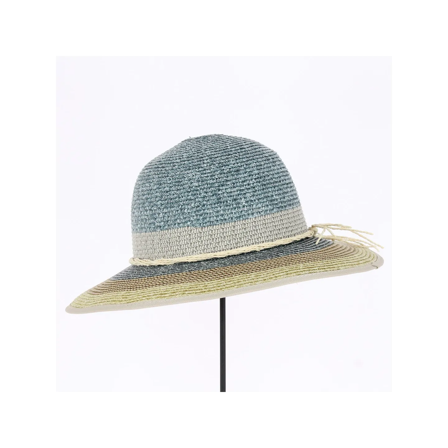 Michela Straw Paper Blue Denim Capeline - Traclet