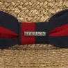 Canotier Paille Naturelle Ruban Rouge & Bleu Marine- Stetson Reference : 10172 | Chapellerie Traclet