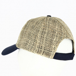Casquette Baseball Paille avec visière coton marine - Traclet