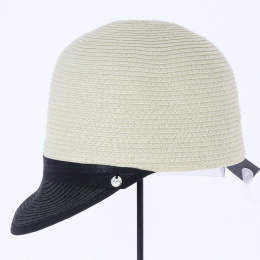 White and Black Straw Paper Cuban Cap - Traclet