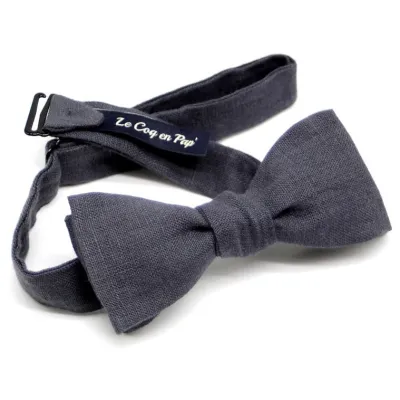 Grey Linen Bow Tie - Le Coq En Pap Reference: 17703 | Chapellerie Traclet