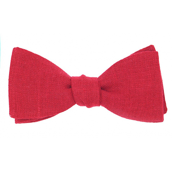 Garnet Red Linen Bow Tie - Le Coq En Pap