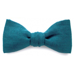 Duck Blue Linen Bow Tie - Le Coq En Pap