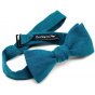 Teal Blue Linen Bow Tie - Le Coq En Pap