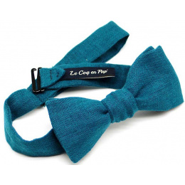 Duck Blue Linen Bow Tie - Le Coq En Pap