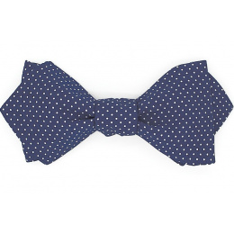 Midnight Blue Bow Tie With Dots - Le Coq En Pap